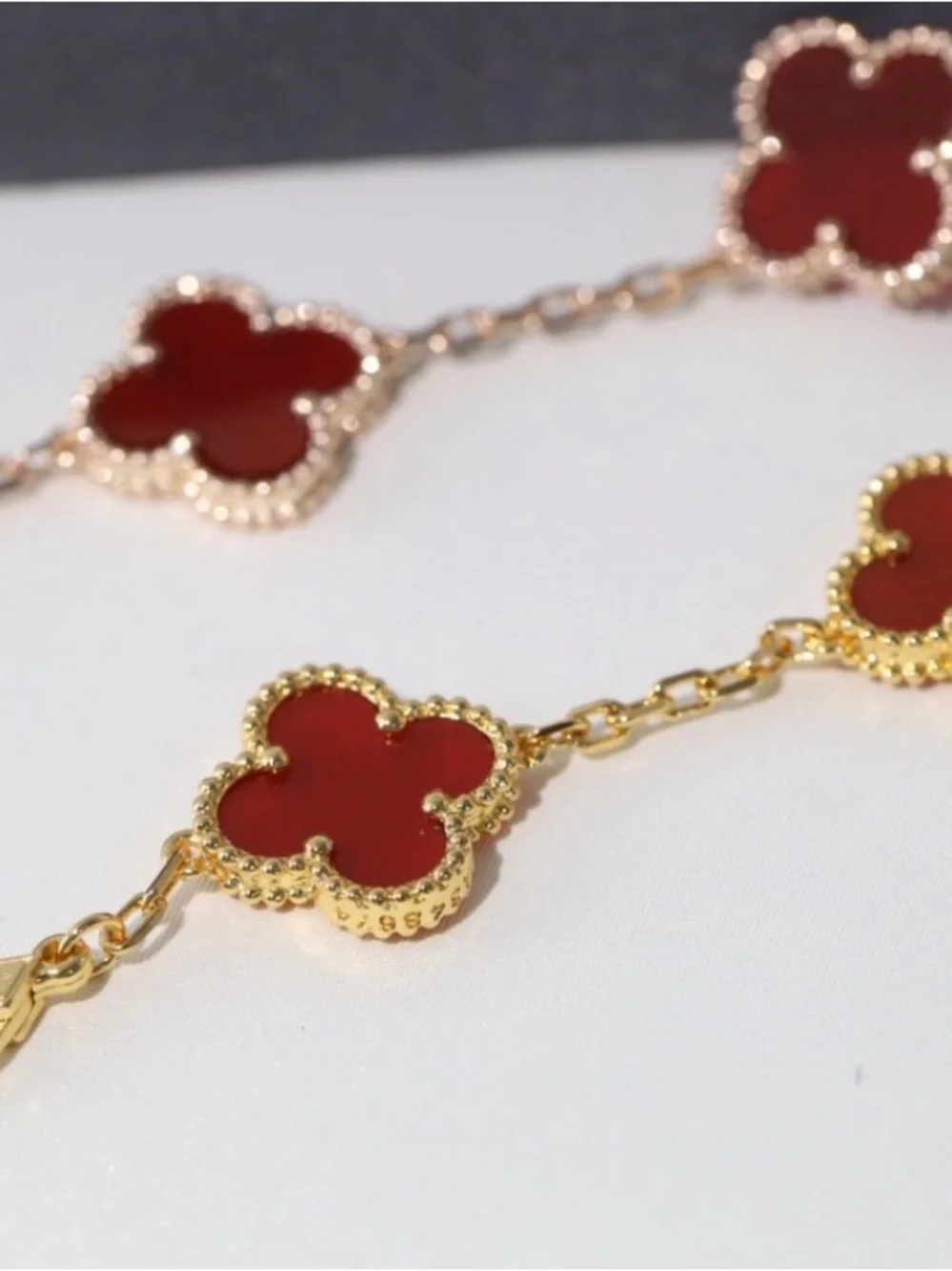 18k Yellow Gold Plated 15mm Red Carnelian Bracelet